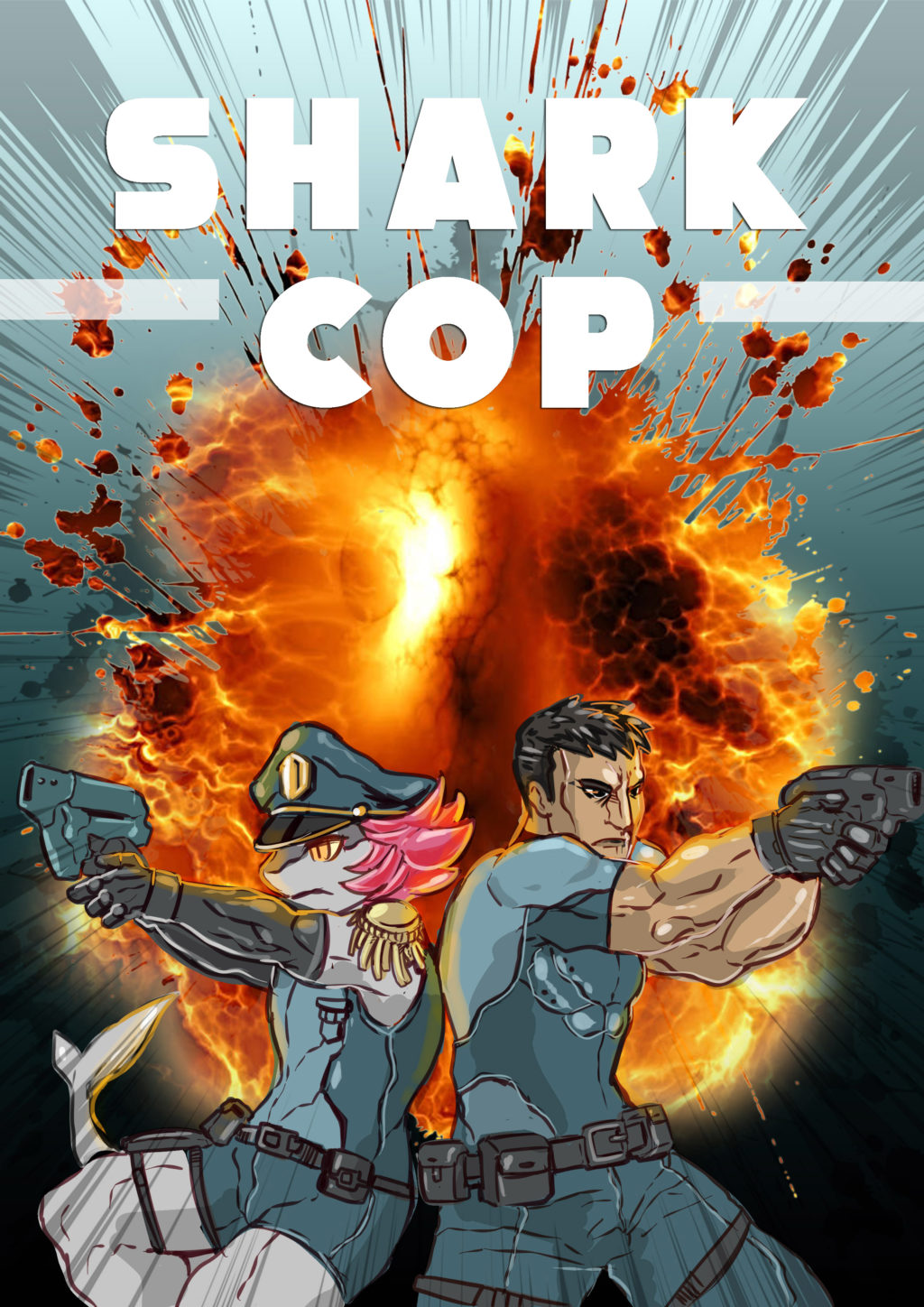 movie poster for shark cop - a buddy cop duo in the far future